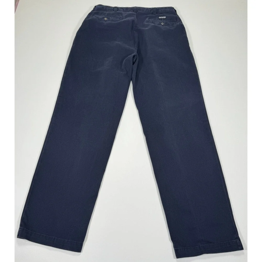 Polo Ralph Lauren Chino Pants Mens 34x34 Navy Blue Pleated Cotton Casual